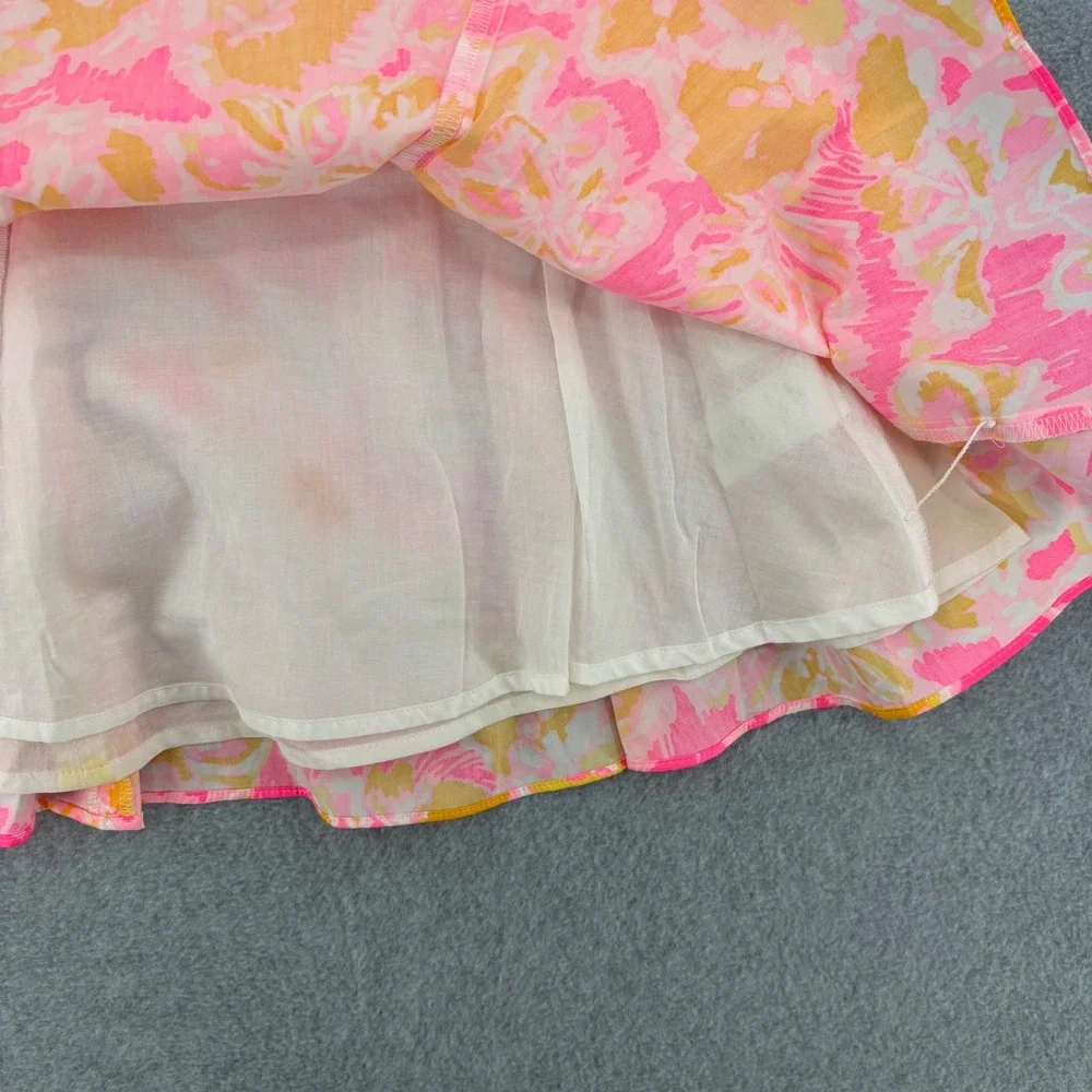 Lilly Pulitzer Skirt Womens 2 Pink Orange Floral A-Line Mini Cotton Lined 23479